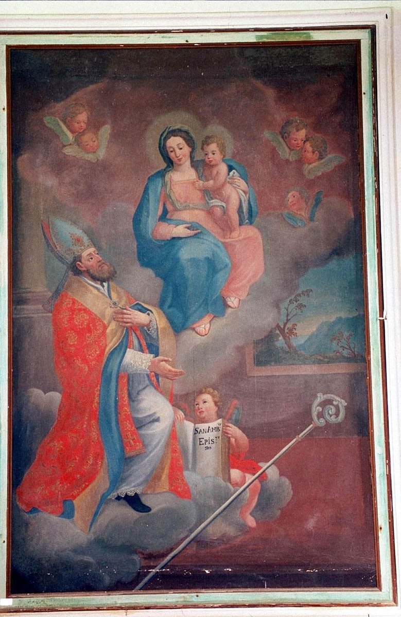 Madonna con Bambino e Sant'Ambrogio (dipinto) - ambito marchigiano (metà sec. XVIII)