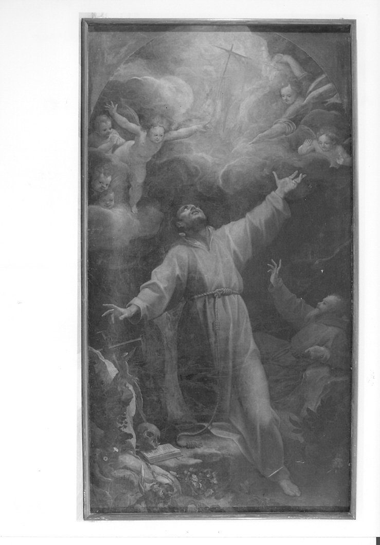 San Francesco d'Assisi riceve le stimmate (dipinto) di Roncalli Cristoforo detto Pomarancio (cerchia) (primo quarto sec. XVII)