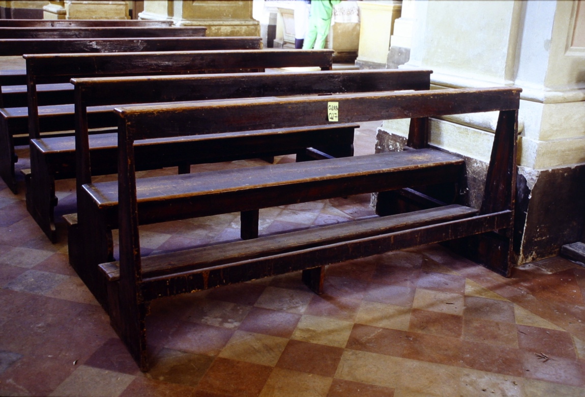 banco da chiesa, serie - bottega marchigiana (prima metà sec. XX)