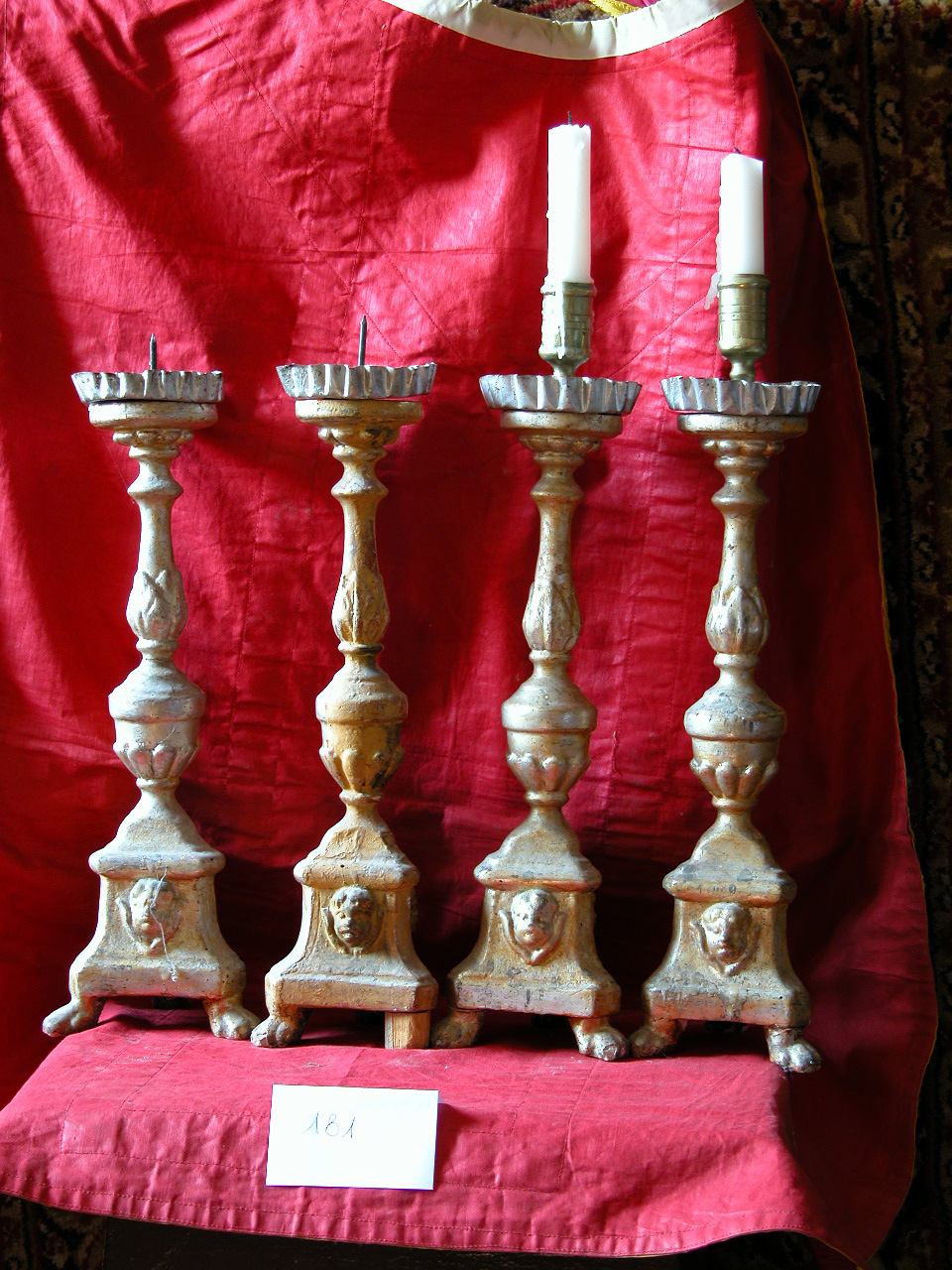 candeliere d'altare, serie - bottega marchigiana (fine, primo quarto sec. XVIII, sec. XIX)