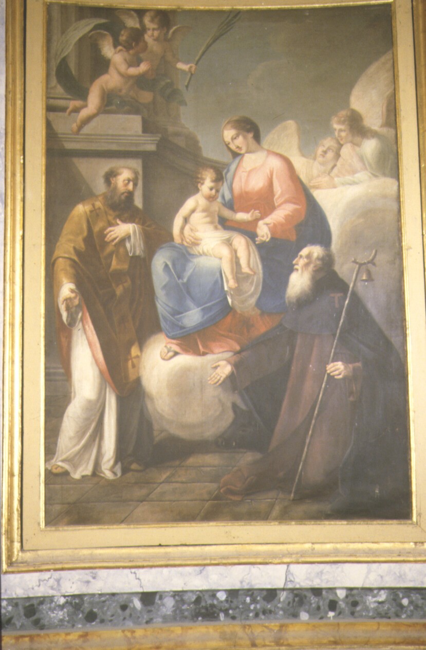 Madonna con Bambino, Sant'Apollinare e Sant'Antonio abate (dipinto, elemento d'insieme) - ambito marchigiano (fine/inizio secc. XVIII/ XIX)