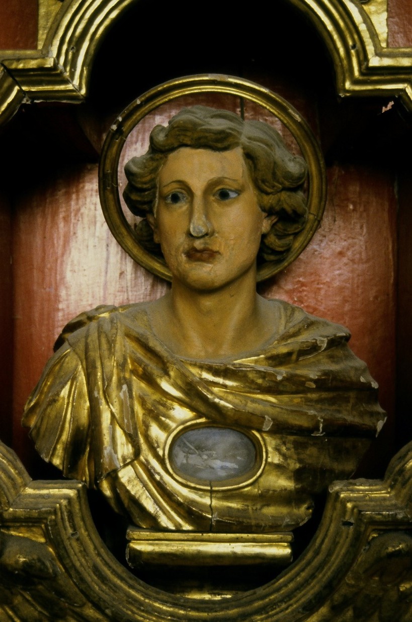 reliquiario - a busto, elemento d'insieme - ambito marchigiano (fine/inizio secc. XVIII/ XIX)