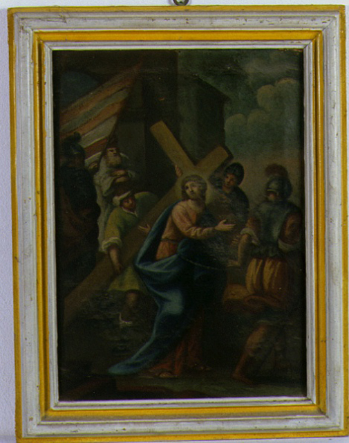 stazione II: Gesù caricato della croce (Via Crucis, elemento d'insieme) - bottega marchigiana (sec. XIX)