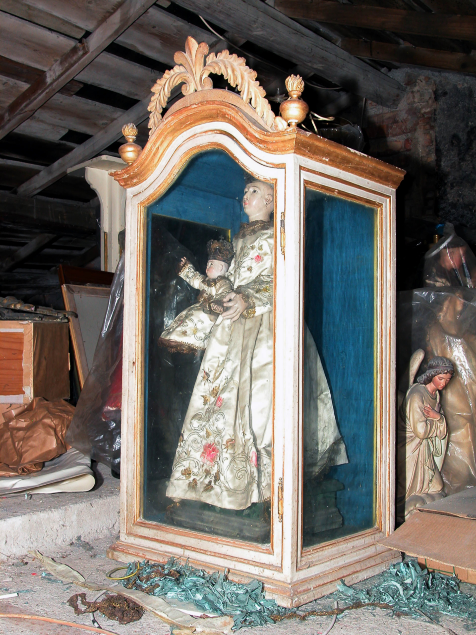 teca, elemento d'insieme - bottega marchigiana (metà sec. XX)