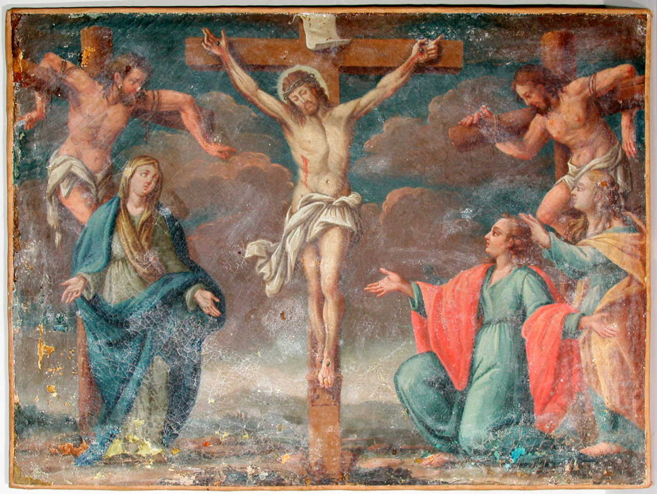 stazione XII: Gesù innalzato e morto in croce (Via Crucis, elemento d'insieme) - ambito marchigiano (sec. XVII)