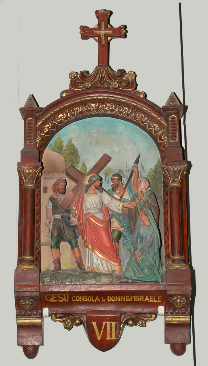 stazione VIII: Gesù consola le donne di Gerusalemme (Via Crucis, elemento d'insieme) di Costantini Costantino (inizio sec. XX)