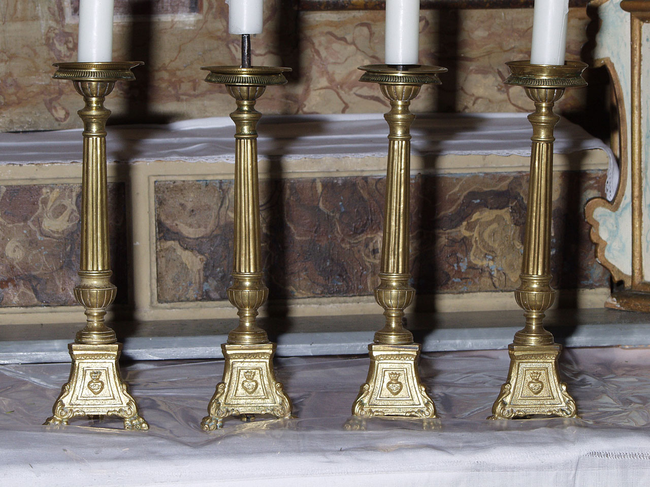 candeliere d'altare, serie - produzione italiana (seconda metà sec. XIX)