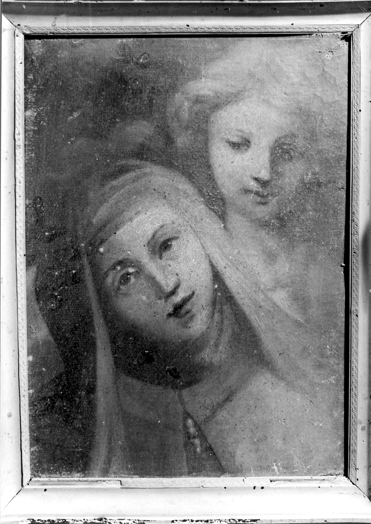 suora assistita da un angelo (dipinto) - ambito italiano (sec. XVII)