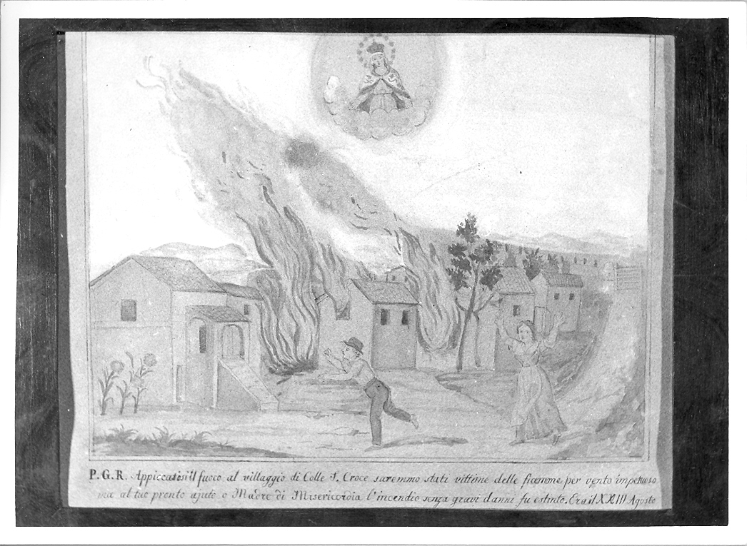 incendio del borgo Santa Croce (ex voto) - ambito marchigiano (sec. XIX)