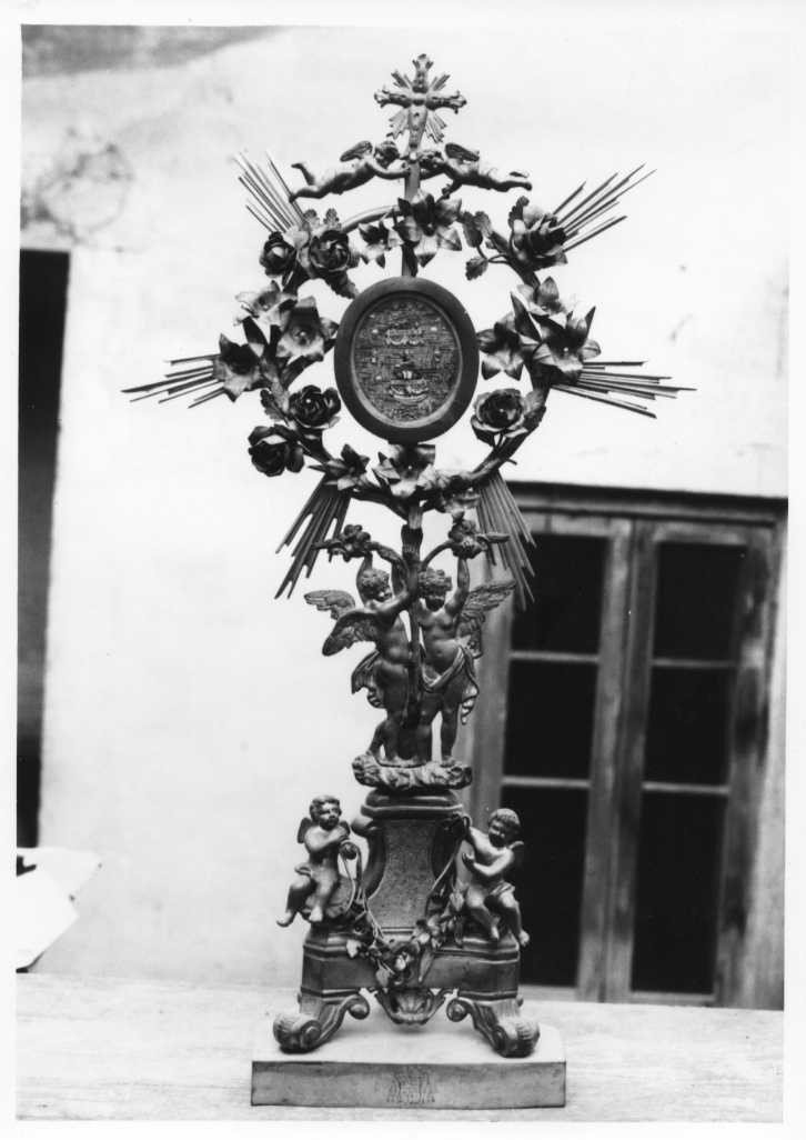 reliquiario - a ostensorio - bottega marchigiana (fine/inizio secc. XIX/ XX)