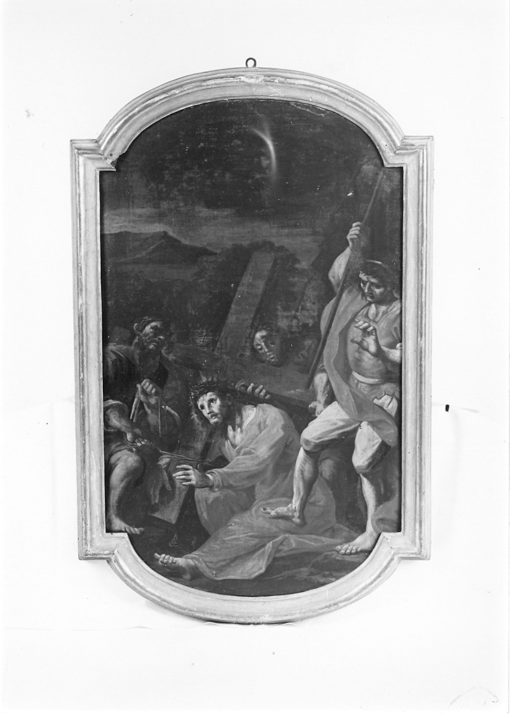 stazione III: Gesù cade sotto la croce la prima volta (dipinto, elemento d'insieme) di Loreti Giovanni Battista (sec. XVIII)