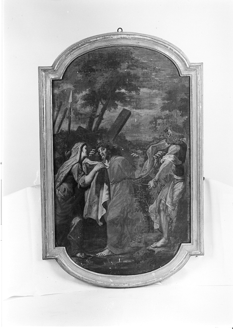 stazione VI: Gesù asciugato dalla Veronica (dipinto, elemento d'insieme) di Loreti Giovanni Battista (sec. XVIII)