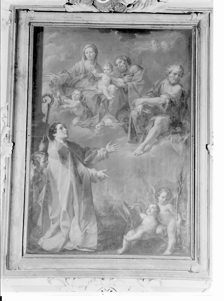 Sacra Famiglia con Sant'Emidio e San Pietro (dipinto) di Marchesi Giuseppe detto Sansone (sec. XVIII)