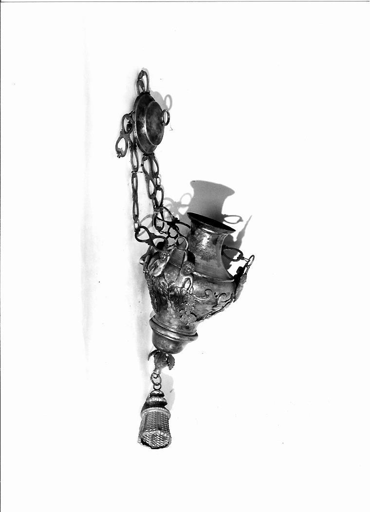 lampada pensile, coppia - bottega marchigiana (fine/inizio secc. XVIII/ XIX)