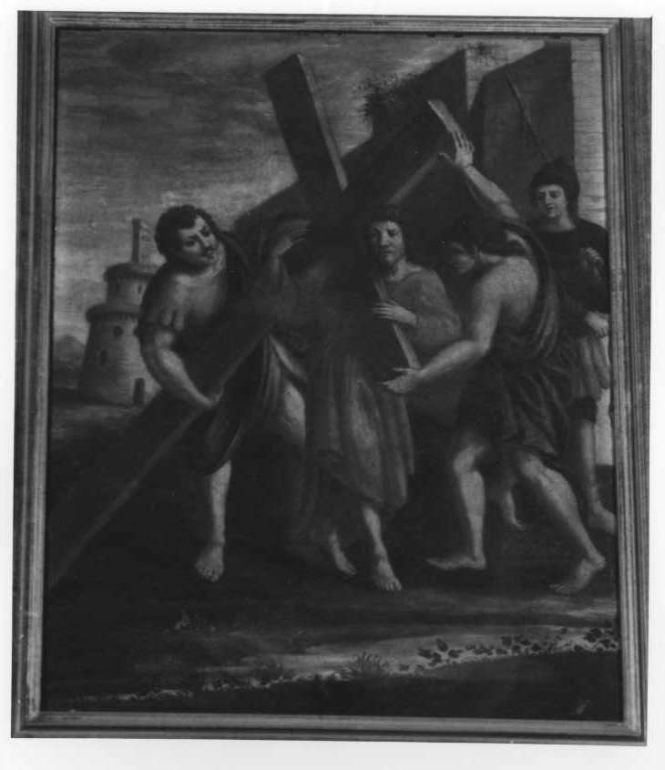 stazione II: Gesù caricato della croce (dipinto) - ambito marchigiano (fine/inizio secc. XVIII/ XIX)