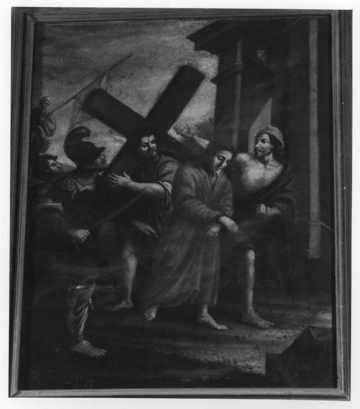 stazione V: Gesù aiutato da Simone il Cireneo a portare la croce (dipinto) - ambito marchigiano (fine/inizio secc. XVIII/ XIX)