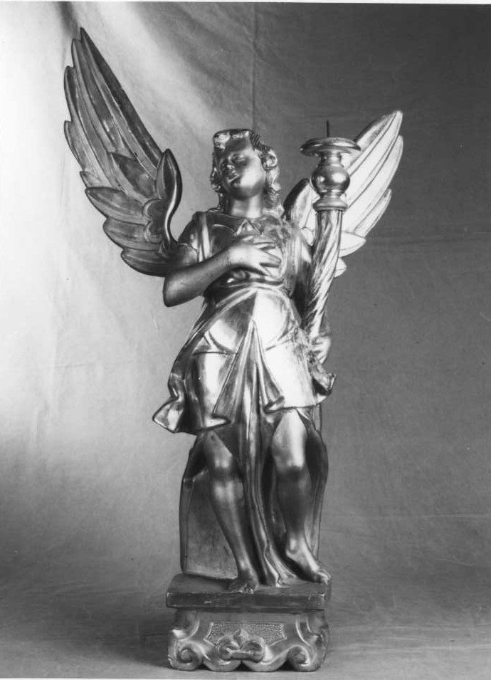angelo (statuetta portacandelabro, coppia) - bottega marchigiana (sec. XVIII)