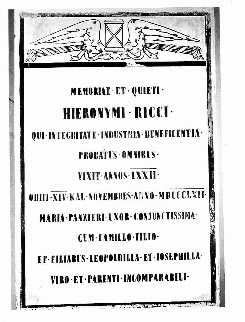 lapide commemorativa - bottega marchigiana (sec. XIX)