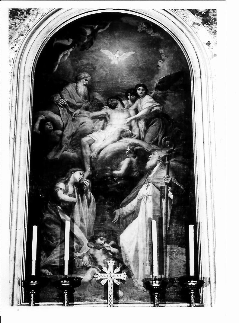 Trinità con Santa Maria Maddalena e San Paolino da Nola (dipinto) di Corvi Domenico (sec. XVIII)