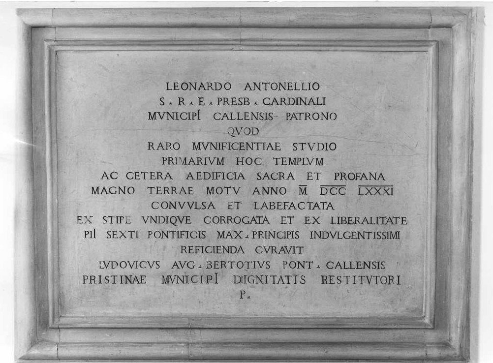 lapide commemorativa - bottega marchigiana (fine sec. XVIII)