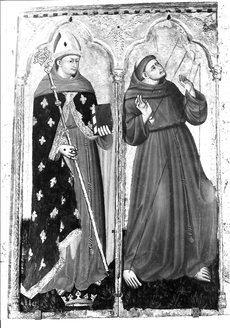 San Ludovico di Tolosa e San Francesco (dipinto, frammento) - ambito umbro-senese (sec. XIV)