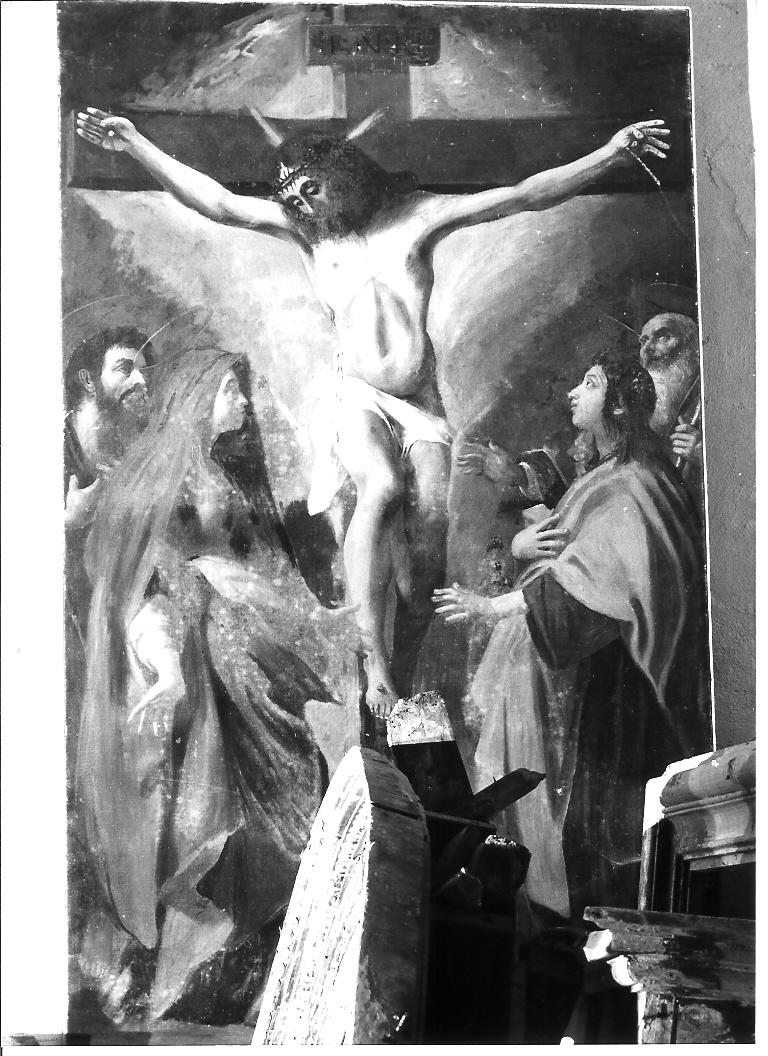 crocifissione di Cristo (dipinto) di Righi Angelo (inizio sec. XVII)