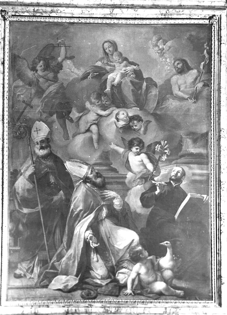 Madonna con Bambino con i Santi Michele arcangelo, Giovanni Battista, Martino, Geronzio, Gaetano (dipinto) di Garzi Luigi (sec. XVIII)