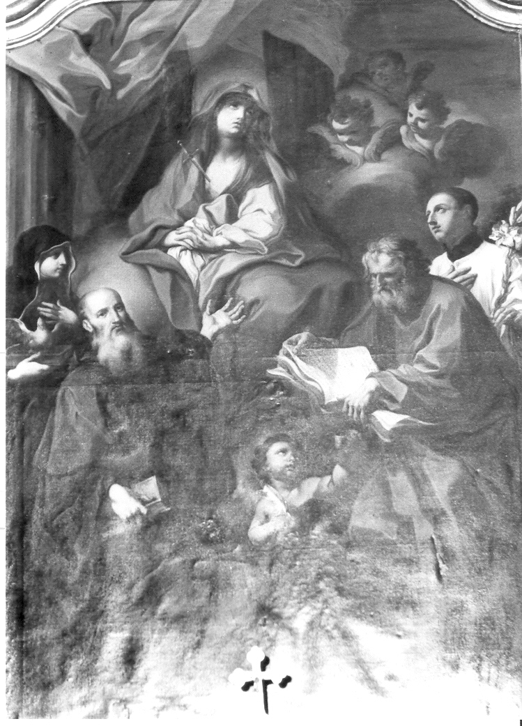 Madonna Addolorata con San Benedetto, Santa Scolastica, San Marco e San Luigi Gonzaga (dipinto, elemento d'insieme) - ambito marchigiano (sec. XVIII)