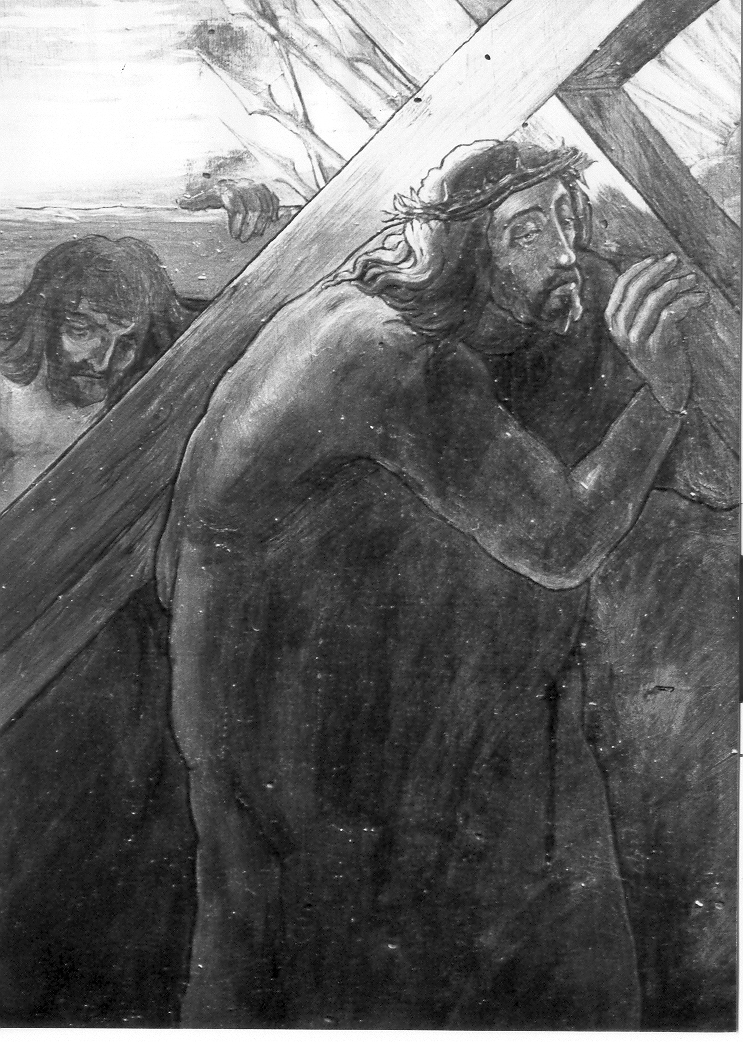 stazione II: Gesù caricato della croce (Via Crucis, elemento d'insieme) di Leoni Ghino (attribuito) (prima metà sec. XX)
