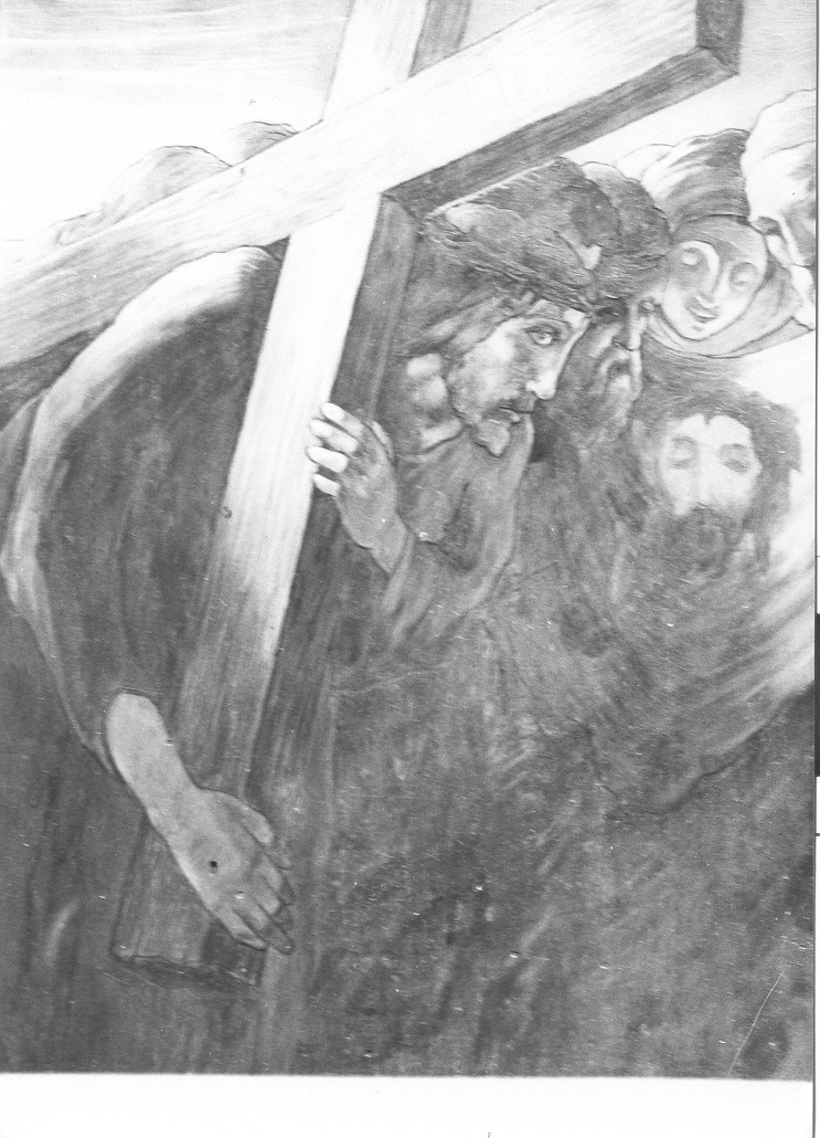 stazione VI: Gesù asciugato dalla Veronica (Via Crucis, elemento d'insieme) di Leoni Ghino (attribuito) (prima metà sec. XX)