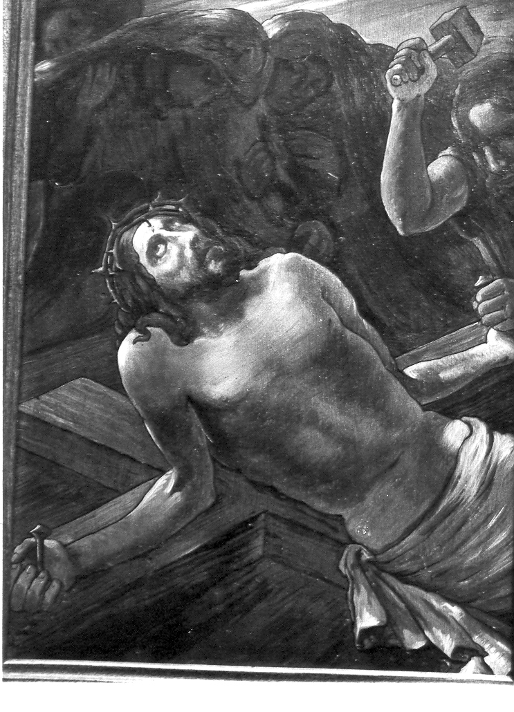 stazione XI: Gesù inchiodato alla croce (Via Crucis, elemento d'insieme) di Leoni Ghino (attribuito) (prima metà sec. XX)