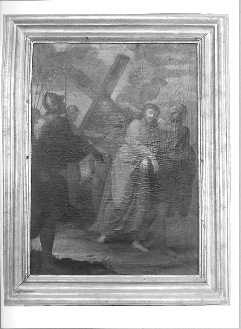 stazione V: Gesù aiutato da Simone il Cireneo a portare la croce (Via Crucis, elemento d'insieme) di Lazzarini Giovanni Andrea (scuola) (fine sec. XVIII)