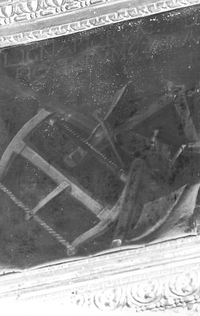 simboli dei falegnami e costruttori (dipinto) - ambito umbro-marchigiano (sec. XVII)