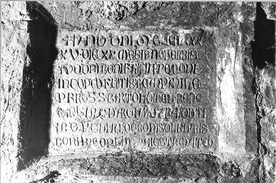 iscrizione (lapide) - bottega marchigiana (sec. XIV)