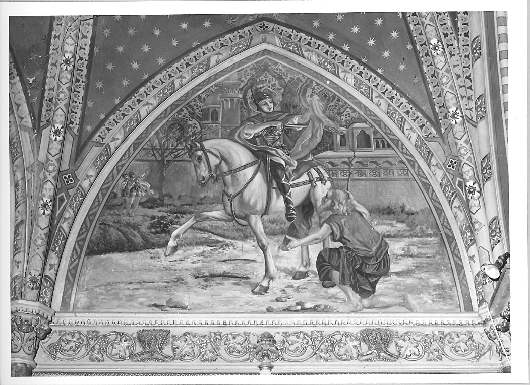 San Martino dona parte del mantello al povero (dipinto) di Romanini Attilio (prima metà sec. XX)