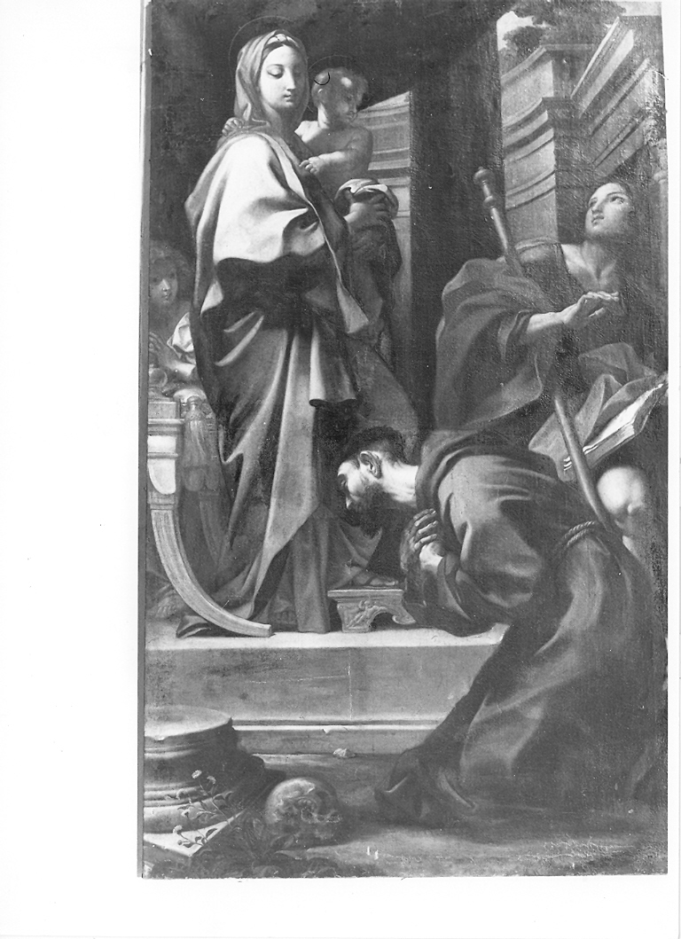 Madonna con Bambino con San Francesco e San Giacomo Minore (dipinto) - ambito romano (sec. XIX)