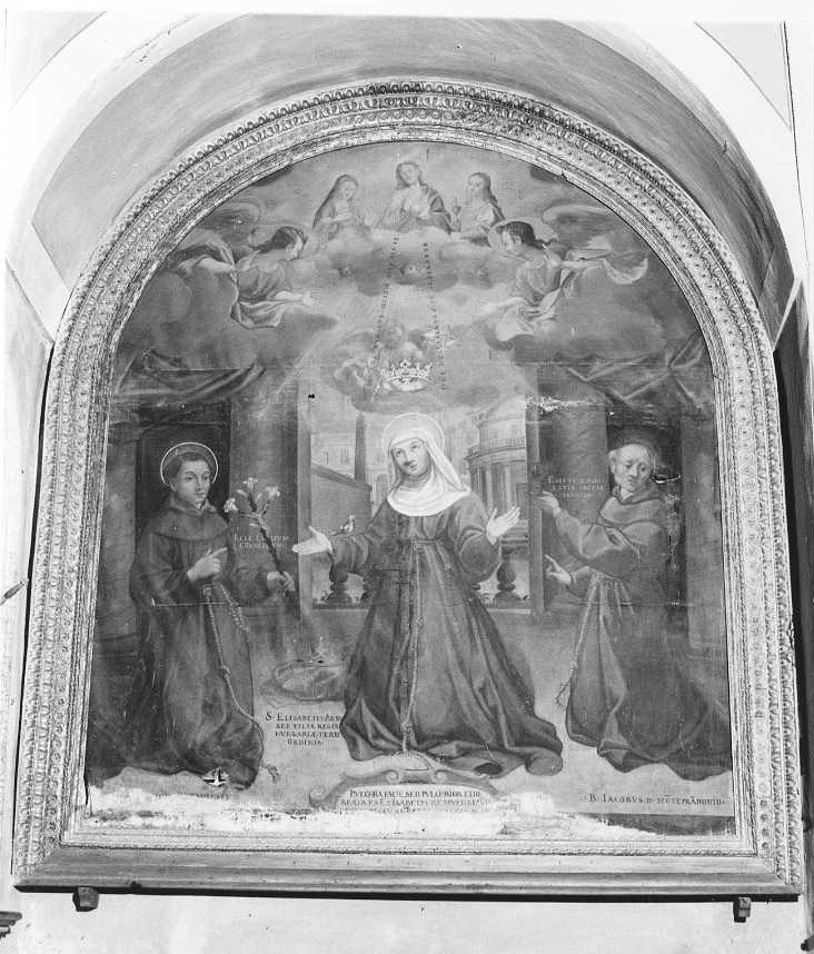 Sant'Elisabetta d'Ungheria con Sant'Antonio da Padova e San Giacomo della Marca (dipinto) - ambito marchigiano (metà sec. XVII)
