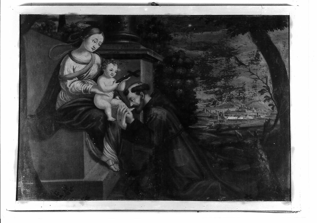 Madonna con Bambino e San Francesco d'Assisi (dipinto) - ambito marchigiano (fine/inizio secc. XVI/ XVII)