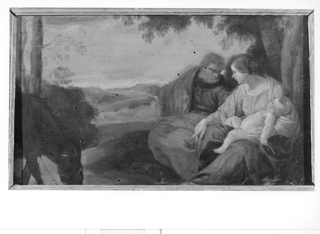 riposo nella fuga in Egitto (dipinto) di Cantarini Simone detto Pesarese (seconda metà sec. XVII)