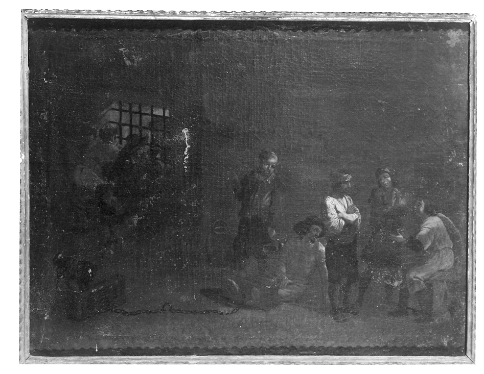 prigione con carcerati (dipinto) - ambito fiammingo (sec. XVII)