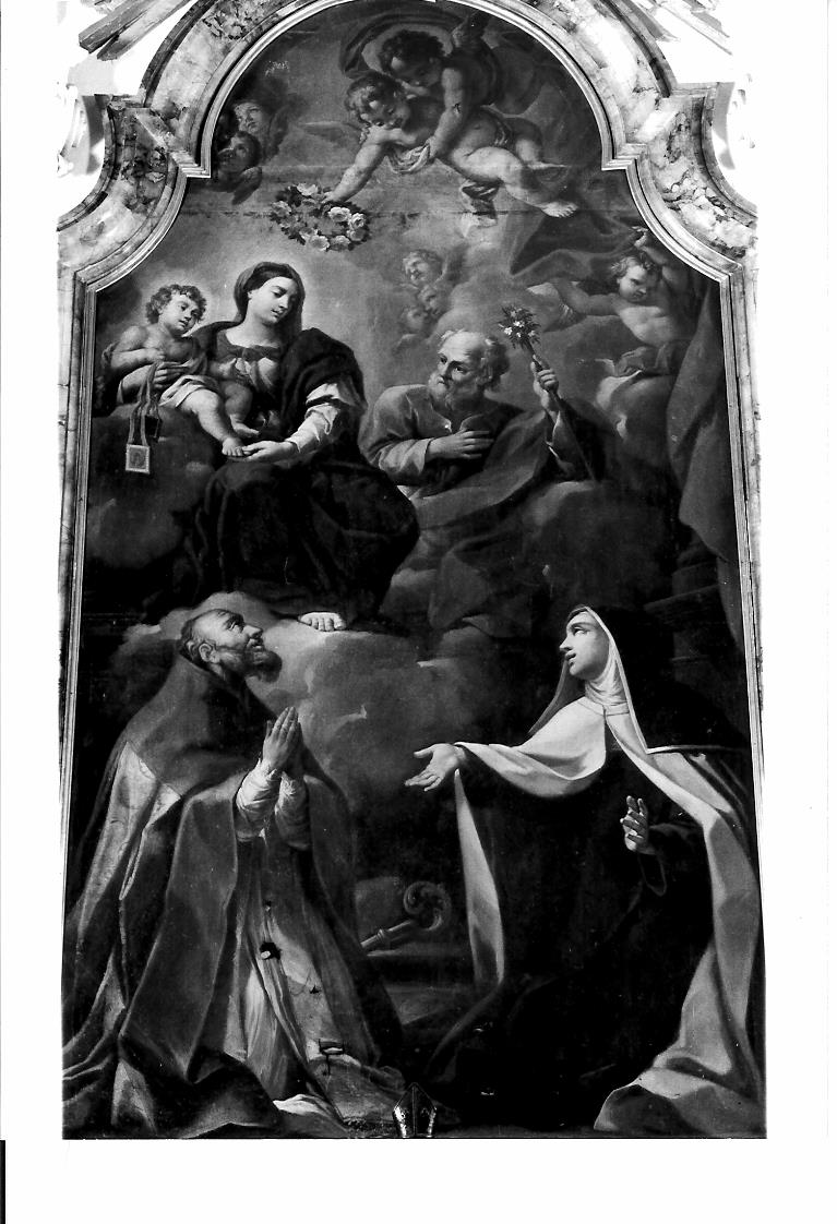Madonna del Carmelo con San Giuseppe, Santa Teresa d'Avila e San Valentino (dipinto) - ambito romano (seconda metà sec. XVII)