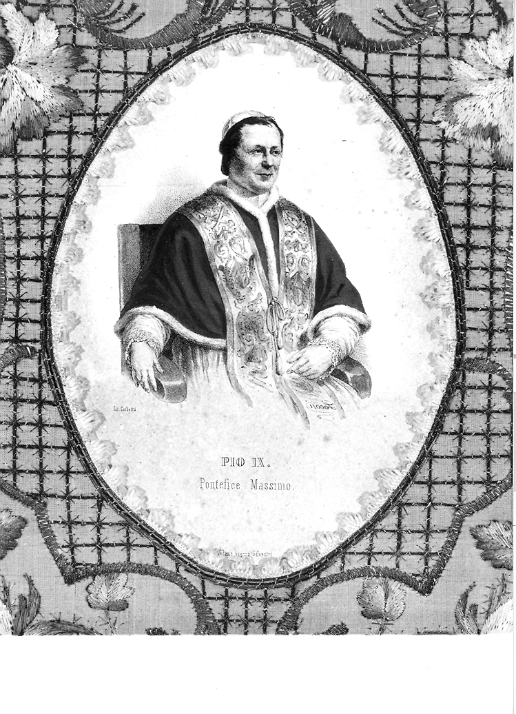 ritratto di Papa Pio IX (tessuto) - ambito marchigiano (seconda metà sec. XIX)