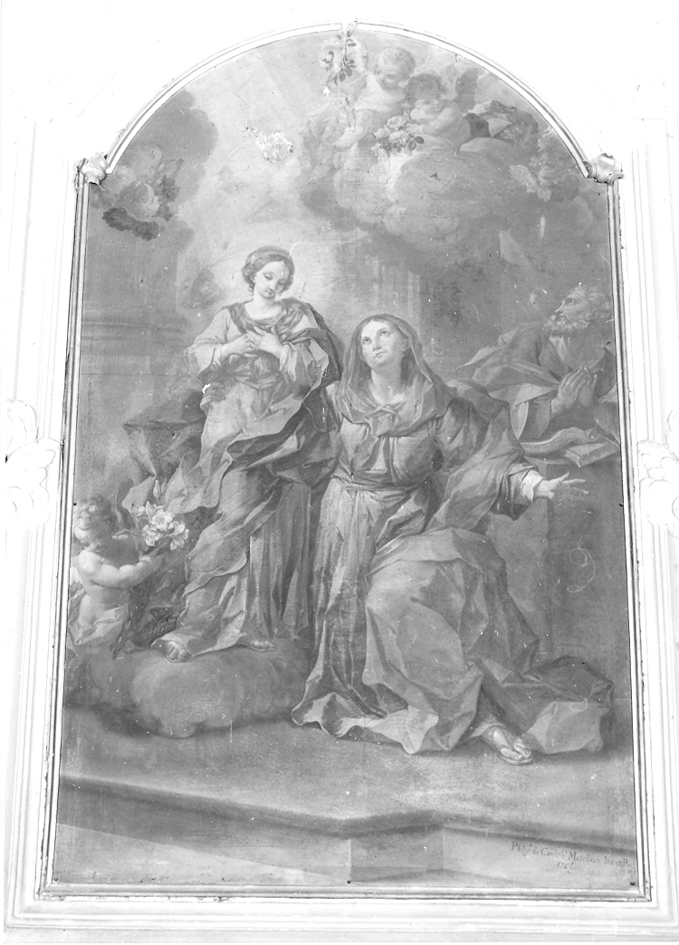 Maria Vergine bambina con Sant'Anna e San Gioacchino (dipinto) - ambito italiano (sec. XVIII)