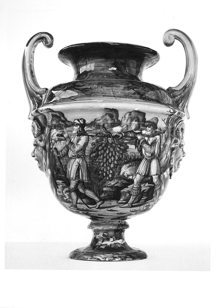 ritorno degli esploratori da Canaan (vaso da farmacia) di Fontana Orazio (bottega) (seconda metà sec. XVI)