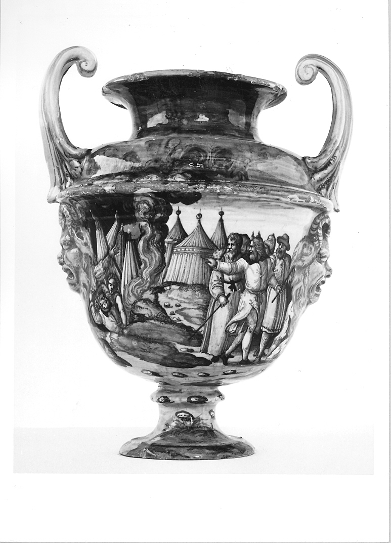 ribellione e punizione di Core (vaso da farmacia) di Fontana Orazio (bottega) (seconda metà sec. XVI)