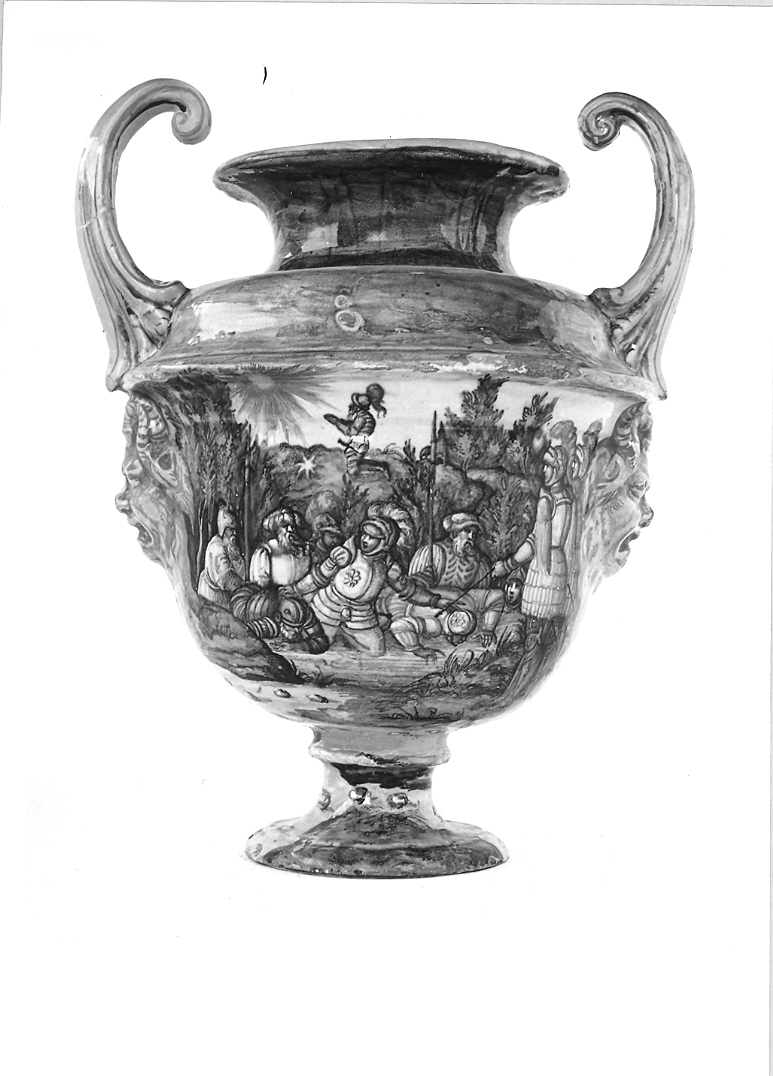 Giosuè ferma il sole (vaso da farmacia) di Fontana Orazio (bottega) (seconda metà sec. XVI)