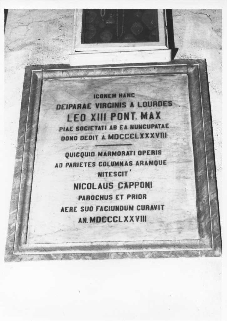 lapide documentaria - bottega marchigiana (sec. XIX)