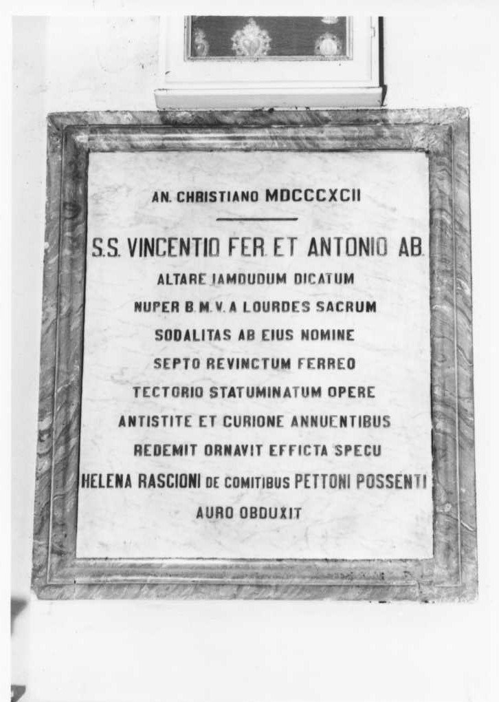 lapide celebrativa - bottega marchigiana (sec. XIX)