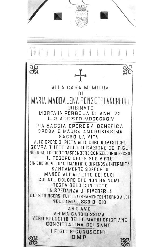 lapide commemorativa - bottega marchigiana (sec. XIX)