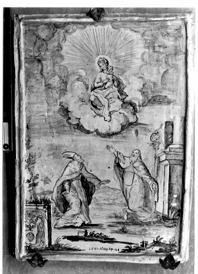 Madonna in gloria e santi (formella) - bottega marchigiana (sec. XVII)